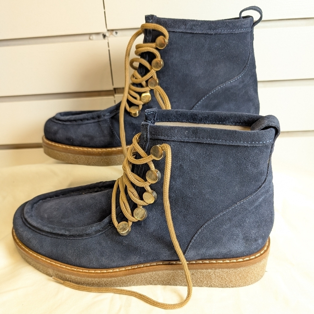 Boden Suede Gowrie Ankle Lace Up Boots Blue Size EU40 (9) Like New! - Picture 5 of 9